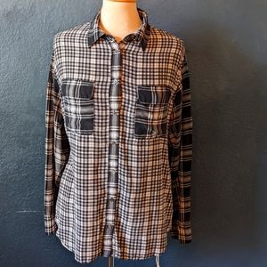 Equipment plaid silk blouse